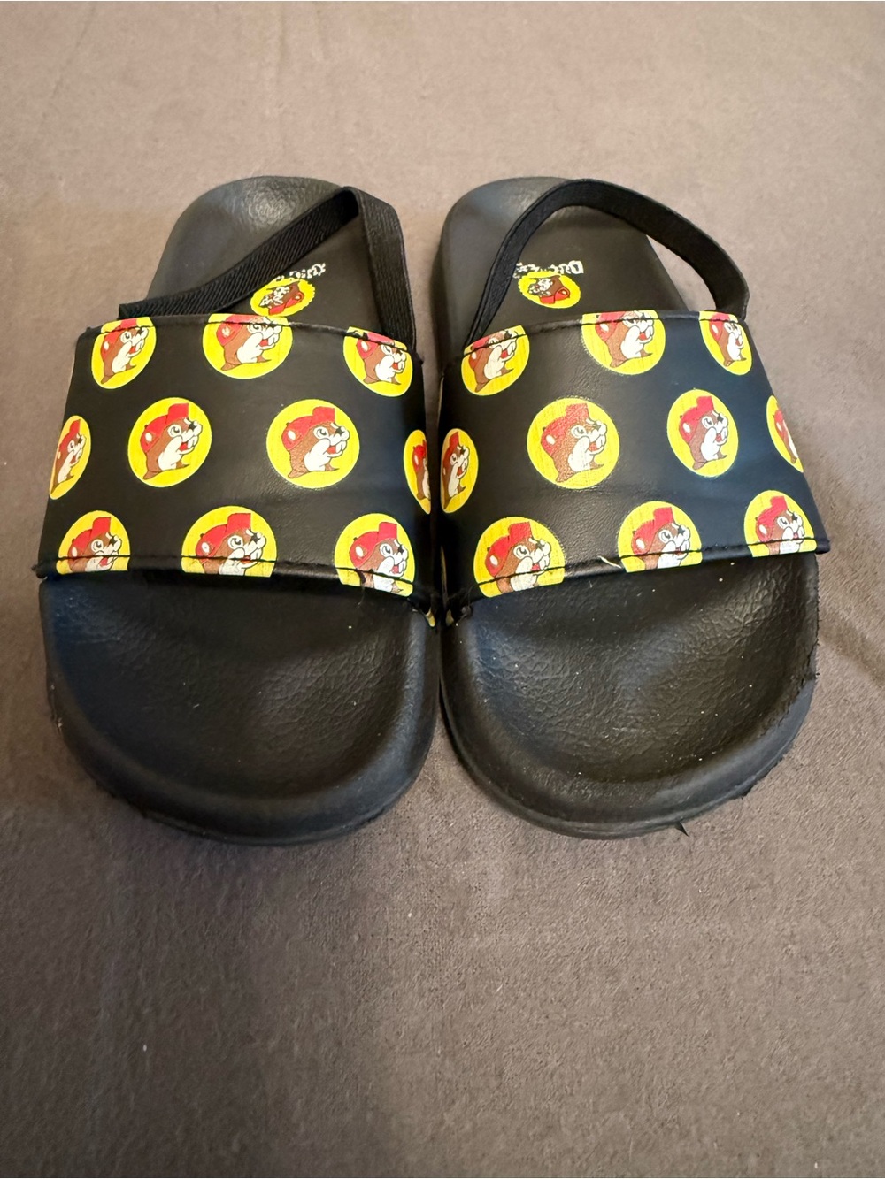 Buc-ee’s Beaver Logo Black Slide Sandals Slingback Size 10 Unisex